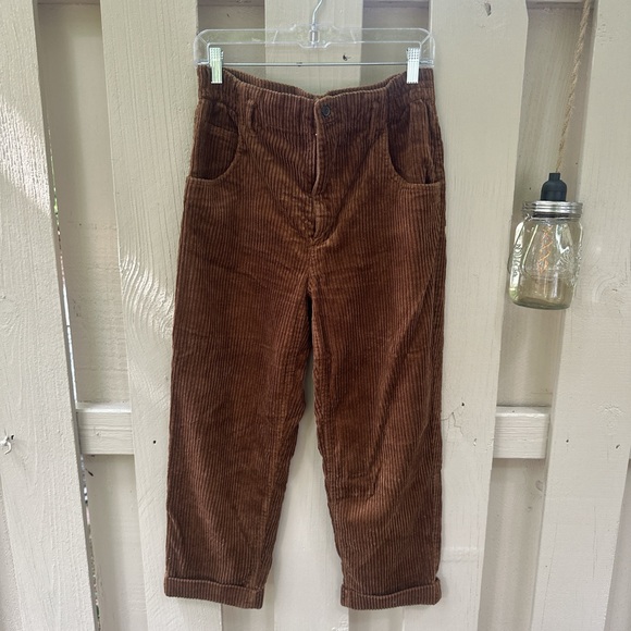 ZARA /brown high waisted wide capri corduroy pants - Picture 1 of 4